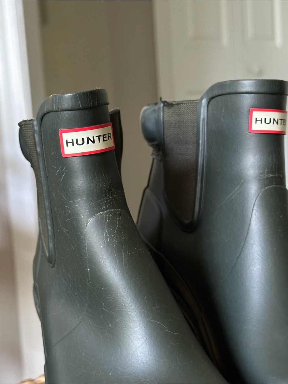 Hunter Dark Green Chelsea Platform Rain Booties Women’s Size 7 Ankle Boot - Picture 12 of 14